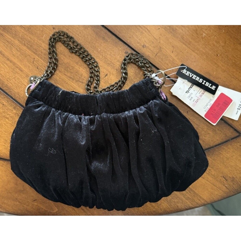 VTG Necessary Objects Reversible Club Bag Sabrina Black/Purple NOS Velvety Feel